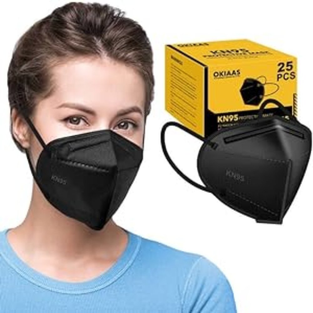 UNISEX OKIAAS 25 Pack KN95 Face Mask, 5-Layer masks disposable kn95 Black